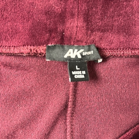AK Sport (Anne Klein) Velour Wide Leg Burgundy Lounge Pants, L, LIKE NEW! - Picture 2 of 8